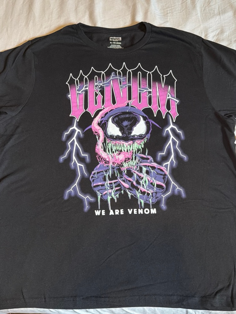 Marvel Venom Tee - Black with Pink, Purple & Neon Green Artwork